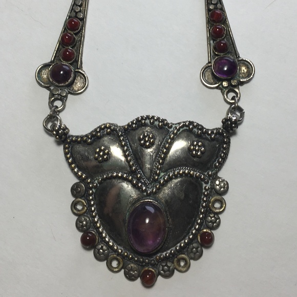 SOLD!-Antique amethyst and garnet necklace-dramatic - Picture 2 of 6